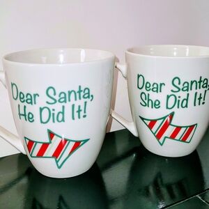 Holiday Mug Set - White with Red and Green Design